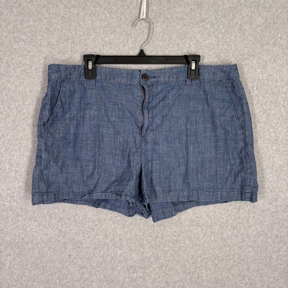 A New Day Shorts 18 Chambray Chino 100% Cotton High Rise‎ Casual Beach Grandma